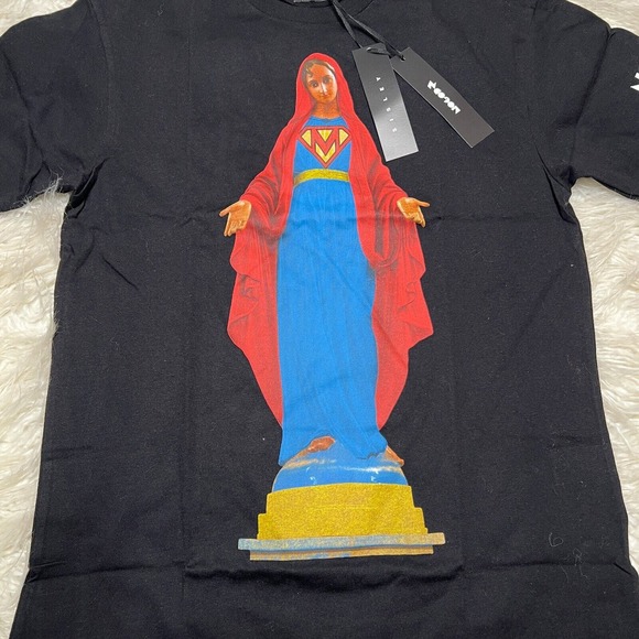 SISLEY X NO GOD MENS SAINT SHIRT BLACK BENETTON FEDEZ - Picture 3 of 7